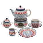 TEA COFFEE SET FOR 6 Teapot Warmer Cups Plates Sugar bowl Milk jug