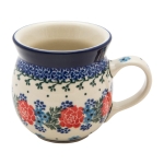 KUBEK czeski baryłka ceramiczny Bolesławiec ręcznie zdobiony 220 ml