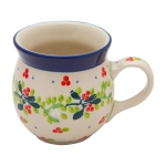KUBEK czeski baryłka ceramiczny Bolesławiec ręcznie zdobiony 220 ml