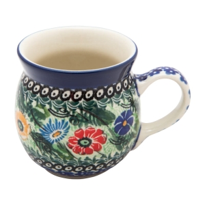 KUBEK czeski baryłka ceramiczny Bolesławiec ręcznie zdobiony 220 ml