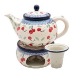 CZAJNIK do herbaty Imbryk 1200 ml z sitkiem i podgrzewaczem CZEREŚNIOWY SAD