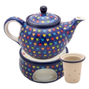 Teekanne 900 ml mit Sieb und Stövchen