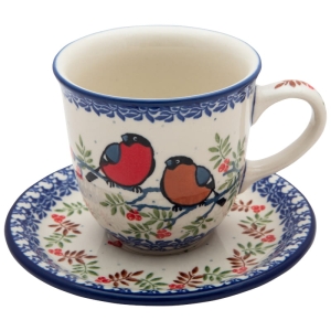 Tea Coffee CUP 300 ml with saucer Bullfinch Birds