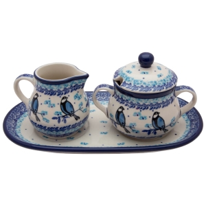 KOMPLET deserowy Cukiernica i Mlecznik SIKORKI