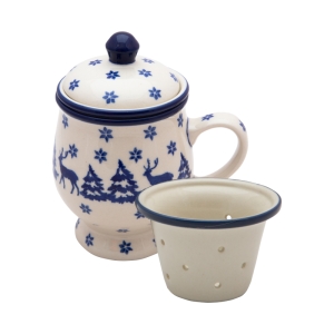 KUBEK 250 ml z sitkiem do parzenia ziół i herbaty RENIFERY