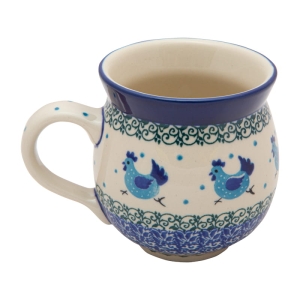 KUBEK czeski baryłka ceramiczny Bolesławiec ręcznie zdobiony 330 ml