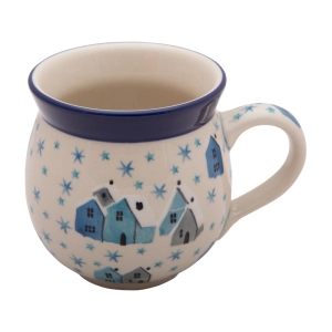KUBEK czeski baryłka ceramiczny Bolesławiec ręcznie zdobiony 330 ml DOMKI