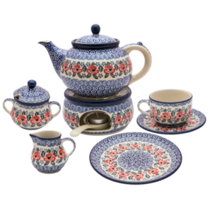 TEA COFFEE SET FOR 6 Teapot Warmer Cups Plates Sugar bowl Milk jug
